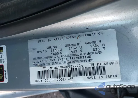 2011 Mazda Mazda3 I Touring from USA, damaged, VIN JM1BL1VG6B1397724